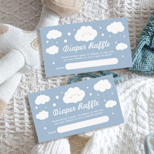 Blue Cloud Baby Shower Diaper Raffle Ticket Enclosure Card