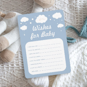 Blue Cloud Baby Shower Game Wishes for Baby Card