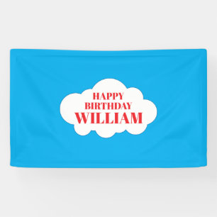 Blue Cloud Birthday Party Backdrop/ 3' x 5' Banner