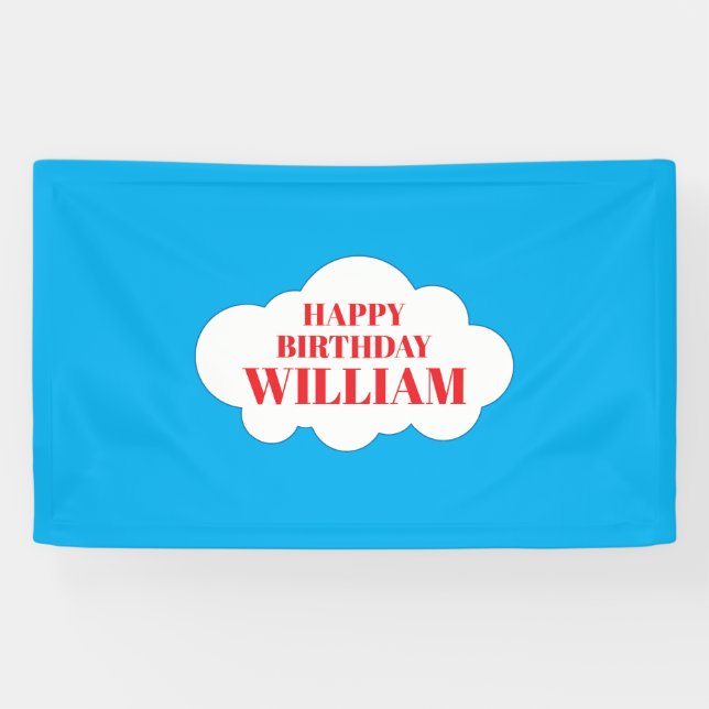 Blue Cloud Birthday Party Backdrop/ 3' x 5' Banner (Horizontal)