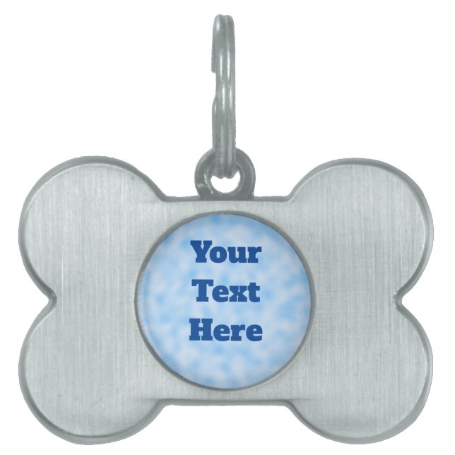 Blue Cloud Bone Shaped Pet Tag (Front)