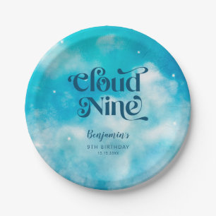Blue Cloud Nine Birthday Party Paper Plate