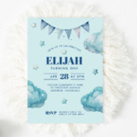 Blue Cloud Star Bunting Banner Birthday Party