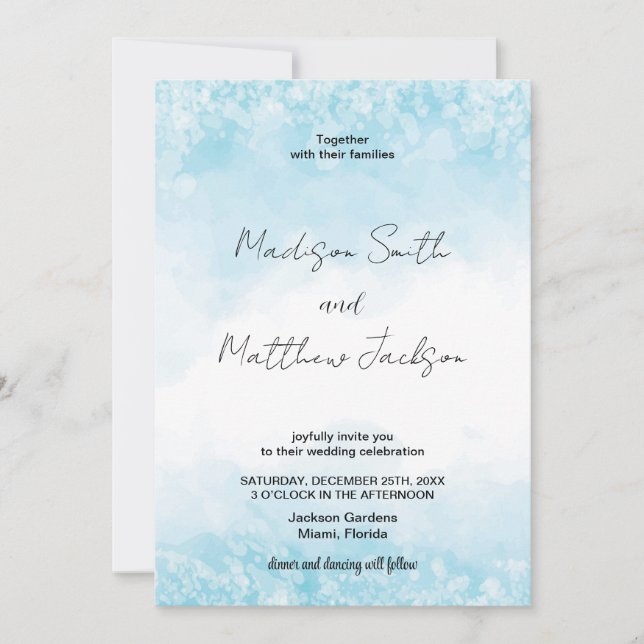 Blue Cloud Wedding Invitations (Front)