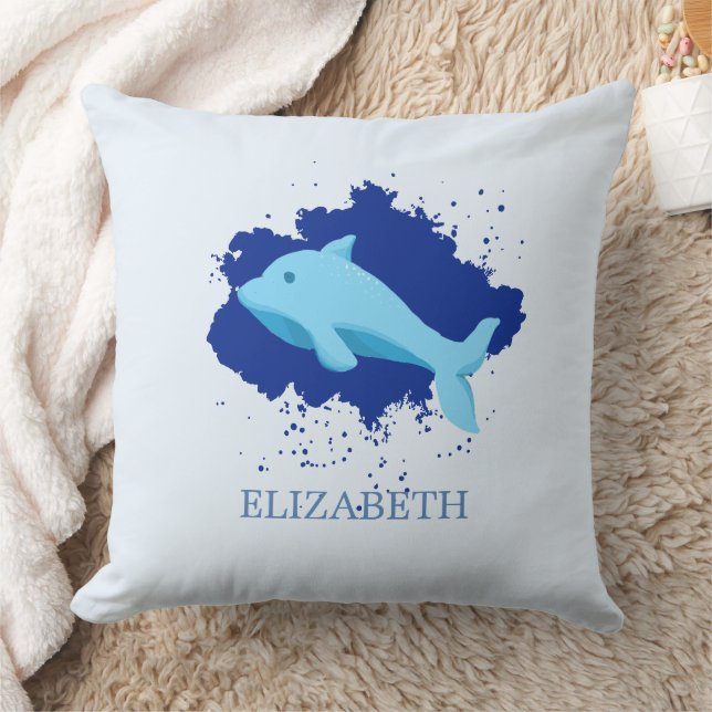 blue cloud with whale name customized throw pillow (Blanket)
