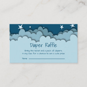 Blue Clouds and Stars Baby Shower Diaper Raffle  E Enclosure Card