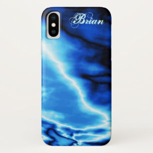 Blue Clouds N Lightning iPhone X Case