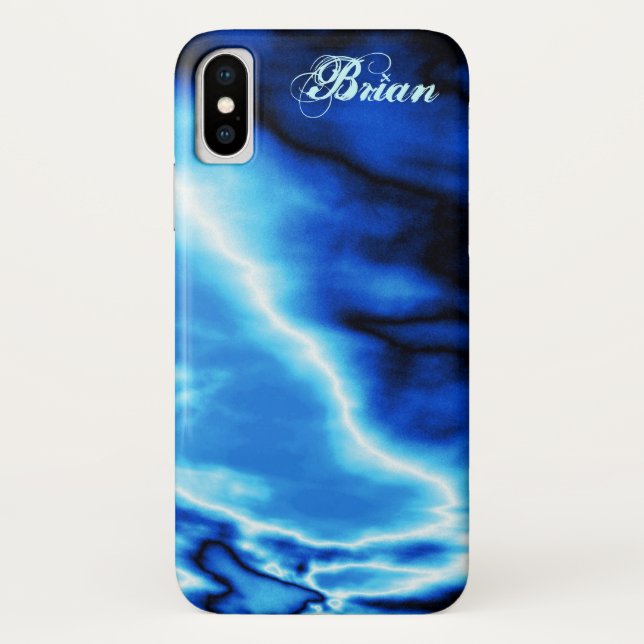 Blue Clouds N Lightning Case-Mate iPhone Case (Back)