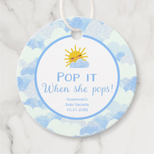 Blue Clouds Pop It When She Pops Baby Shower Favour Tags