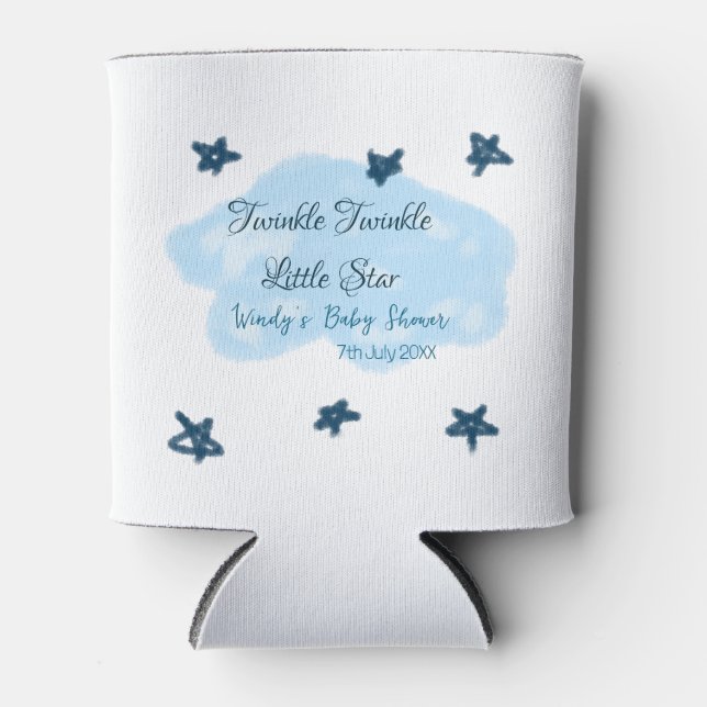 Blue clouds twinkle Twinkle Little Star baby showe Can Cooler (Front)