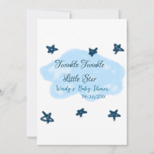 Blue clouds twinkle Twinkle Little Star baby showe Invitation