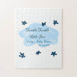 Blue clouds twinkle Twinkle Little Star baby showe Jigsaw Puzzle