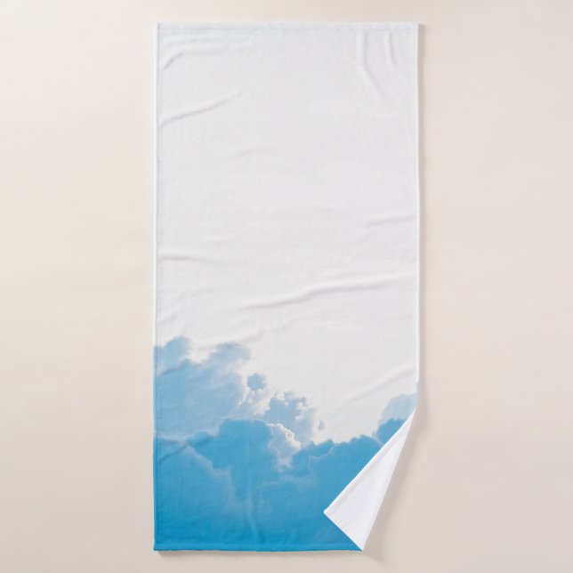 BLUE CLOUDS UNDER WHITE SKY BATH TOWEL (Bath Towel)