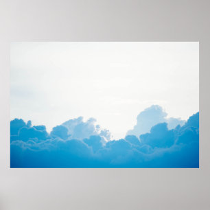 BLUE CLOUDS UNDER WHITE SKY POSTER