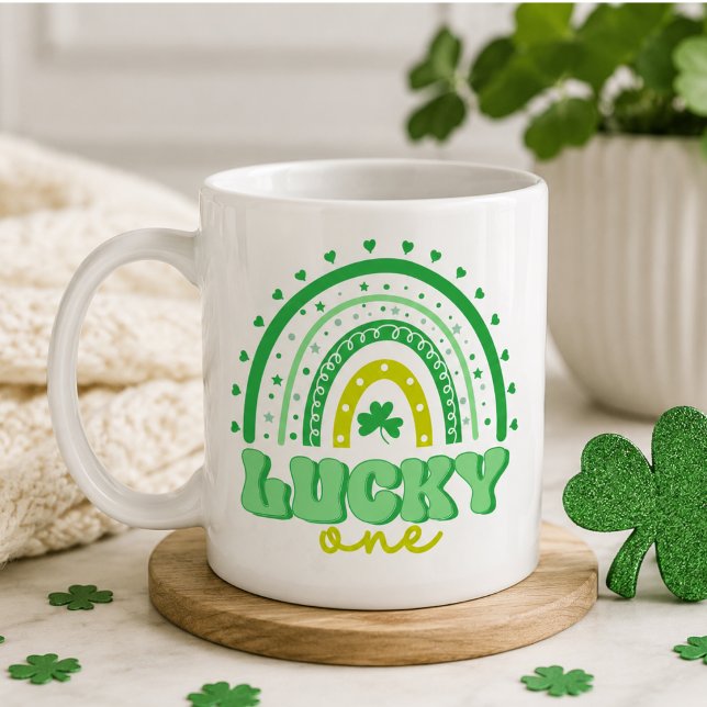 Blue Clover & Rainbow Lucky One First Birthday  Coffee Mug (Blue Clover & Rainbow Lucky One First Birthday Coffee Mug)