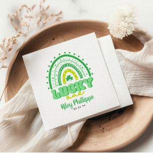 Blue Clover & Rainbow Lucky One First Birthday  Napkin