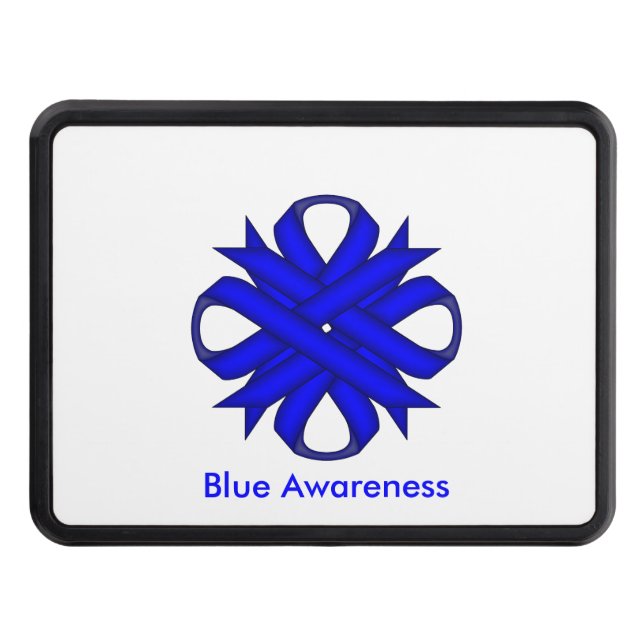 Blue Clover Ribbon by Kenneth Yoncich Trailer Hitch Cover (Front)