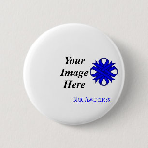 Blue Clover Ribbon Template by Kenneth Yoncich 2 Inch Round Button