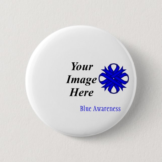 Blue Clover Ribbon Template by Kenneth Yoncich 2 Inch Round Button (Front)