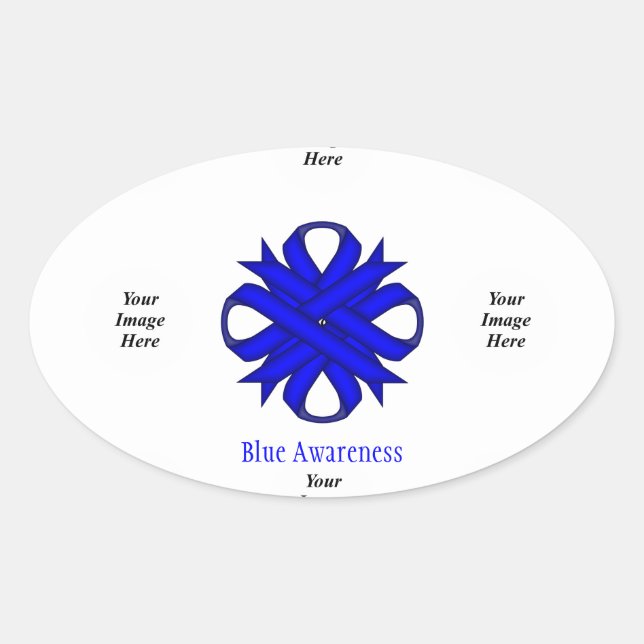 Blue Clover Ribbon Template by Kenneth Yoncich Oval Sticker (Front)