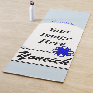 Blue Clover Ribbon Template by Kenneth Yoncich Yoga Mat