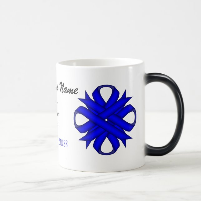 Blue Clover Ribbon Tmpl by Kenneth Yoncich Magic Mug (Right)