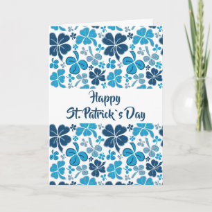 Blue Clover Shamrock Pattern St. Patrick`s Day Card