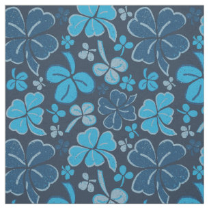 Blue Clover Shamrock Pattern St. Patrick`s Day Fabric