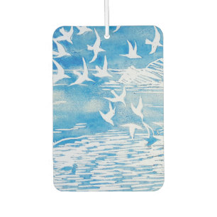 Blue Coast Birds Modern Watercolor Art Air Freshener