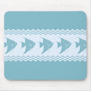 Blue Coastal Angelfish Stripes Mouse Pad