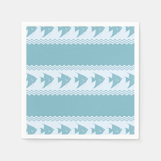 Blue Coastal Angelfish Stripes Napkin (Front)