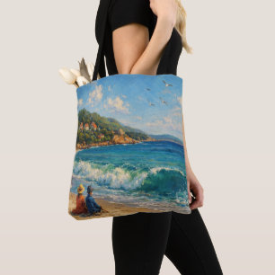 Blue Coastal Beach   Tote Bag