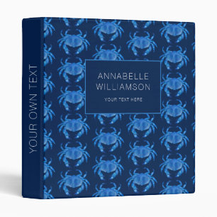 Blue Coastal Crab Ocean pattern Binder