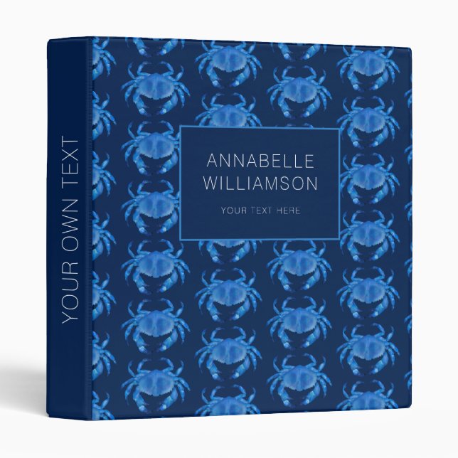 Blue Coastal Crab Ocean pattern Binder (Front/Spine)