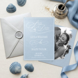 Blue Coastal Destination Wedding Save The Date