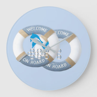 Blue Coastal Dolphins Large Clock
