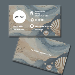 blue Coastal elegant Minimalist Professional logo Business Card