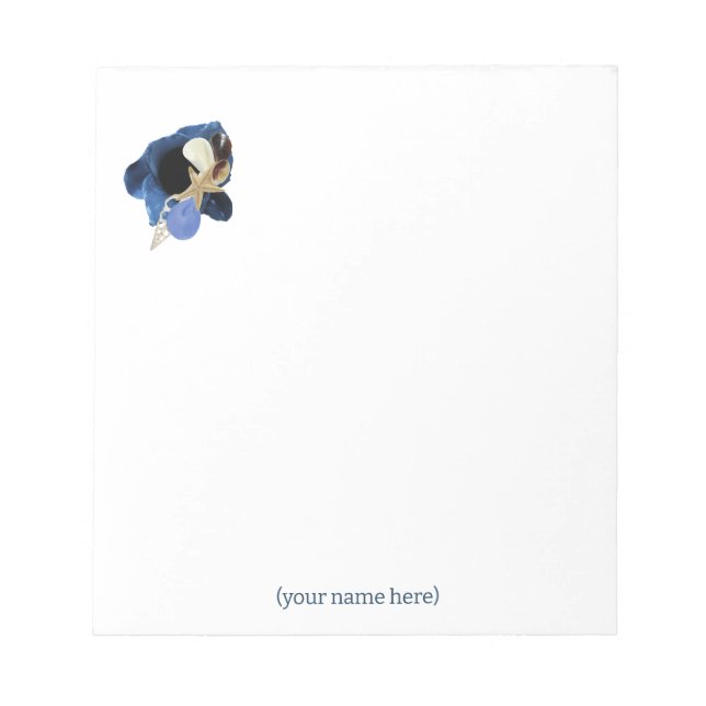 Blue Coastal Floral Japandi Minimalist  Notepad (Front)