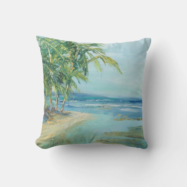 Blue Coastal Lagoon Throw Pillow (Front)