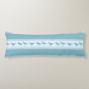 Blue Coastal Sandpiper Bird Stripes Body Pillow