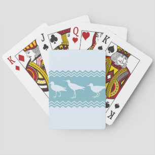 Blue Coastal Sandpiper Bird Stripes Playing Cards
