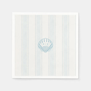 Blue Coastal Seashell Wedding Napkin