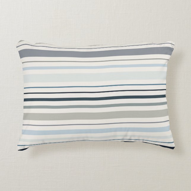 Blue Coastal Stripes Accent Pillow (Front)