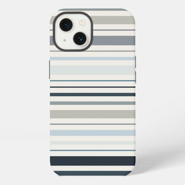Blue Coastal Stripes iPhone Case (Back)