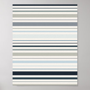 Blue Coastal Stripes Poster