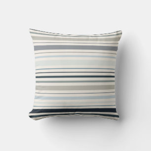 Blue Coastal Stripes Throw Pillow