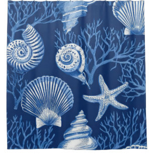 Blue Coastal Toile Seashell Coral Pattern (3)