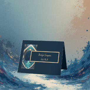 blue coastal vibe Folded Thank You Card