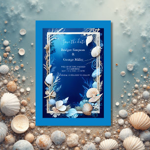blue coastal vibe wedding Invitation
