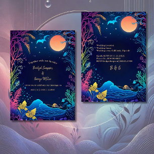 blue coastal vibe wedding Invitation